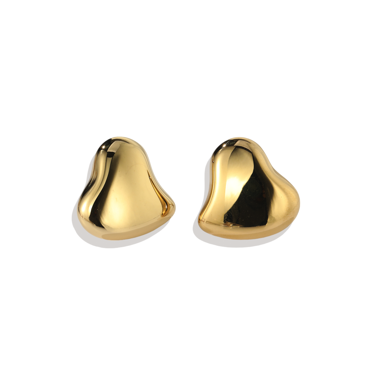 Polished Sculptural Heart Earrings