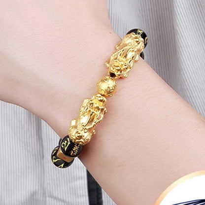 Gold-Plated Double Pixiu Feng Shui Bracelet - Extreme Wealth & Protection