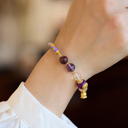 Buddha Steine ​​Lila Phantom Lila Jade Schrift Citrin Liebe Weisheit Armband Armreif 