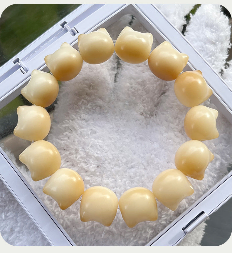 16mm Adorable Cat Head Bodhi Bracelet (Available in Multiple Colors)