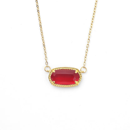Collier avec pendentif ovale et pierre de naissance