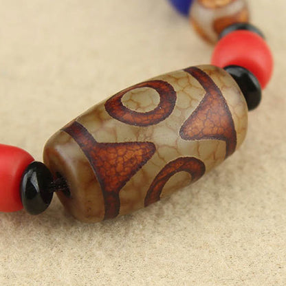 Pierres de Bouddha Perle Dzi tibétaine à neuf yeux Perle Dzi à trois yeux Colliers de protection Pendentif 