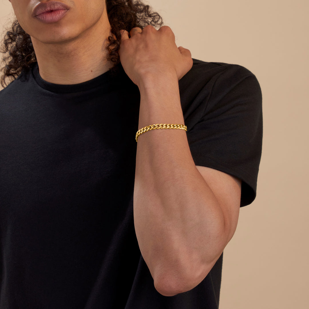 Bracelet chaîne cubaine à fermoir magnétique de 8 mm