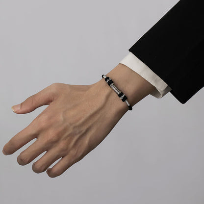 Bracelet en corde tressée avec pierres de Bouddha en argent sterling 925, symbole de la sagesse Om Mani Padme Hum 