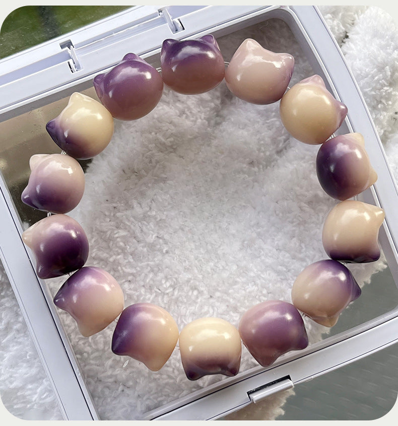 16mm Adorable Cat Head Bodhi Bracelet (Available in Multiple Colors)