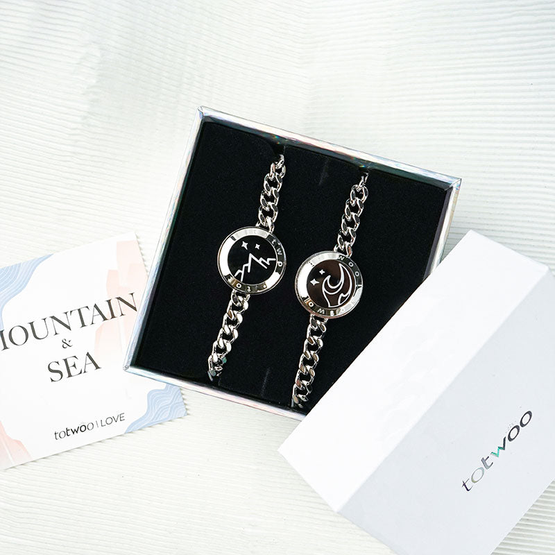 Bracelets Mountain&amp;Sea Touch avec chaîne cubaine (argent + argent)