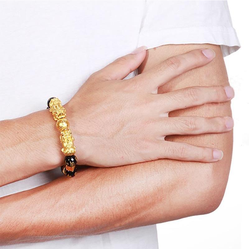 Gold-Plated Double Pixiu Feng Shui Bracelet - Extreme Wealth & Protection