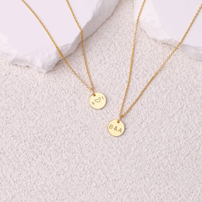 Love Initial Disc Necklace