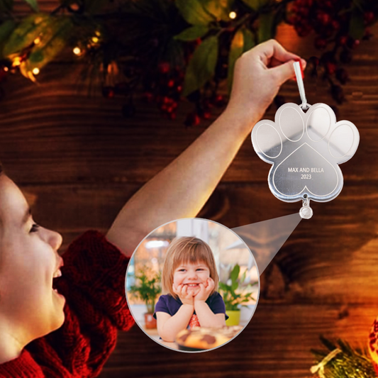 Personalisiertes Pfotenabdruck-Fotoornament mit Gravur