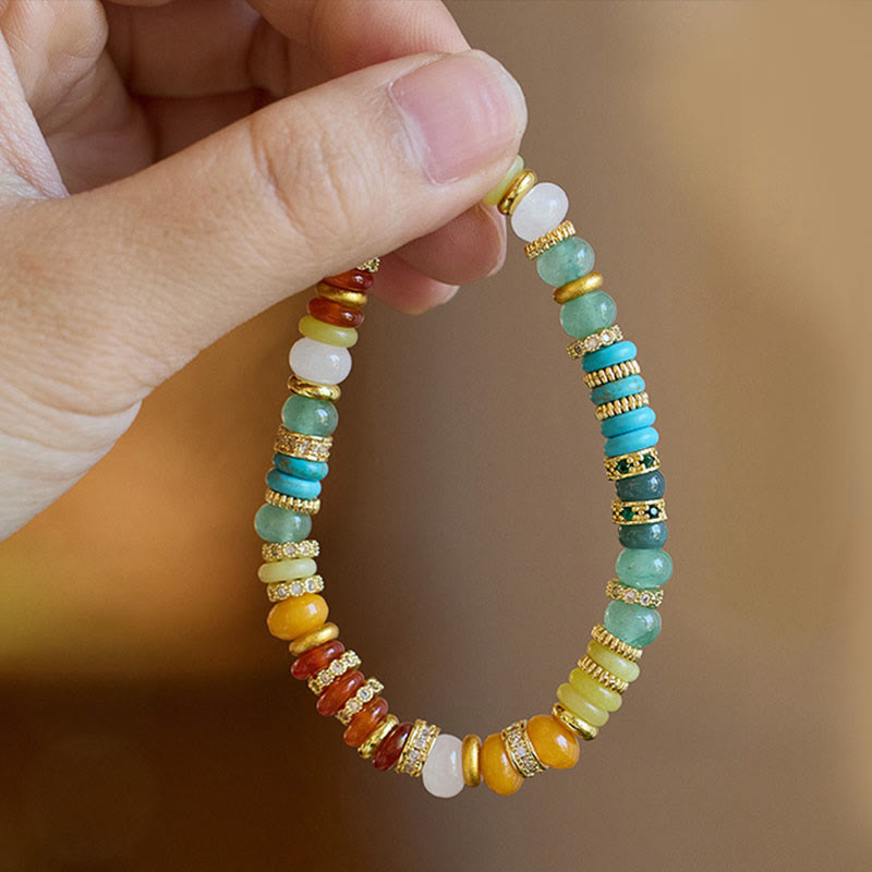 Buddha Stones Natürlicher roter Achat Jade Regenbogen Selbstvertrauensarmband 