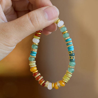Buddha Stones Natürlicher roter Achat Jade Regenbogen Selbstvertrauensarmband 