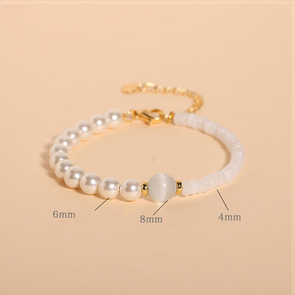 Buddha Stones Natural Green Strawberry Quartz Tiger Eye Sodalite White Jade Pearl Gratitude Bracelet