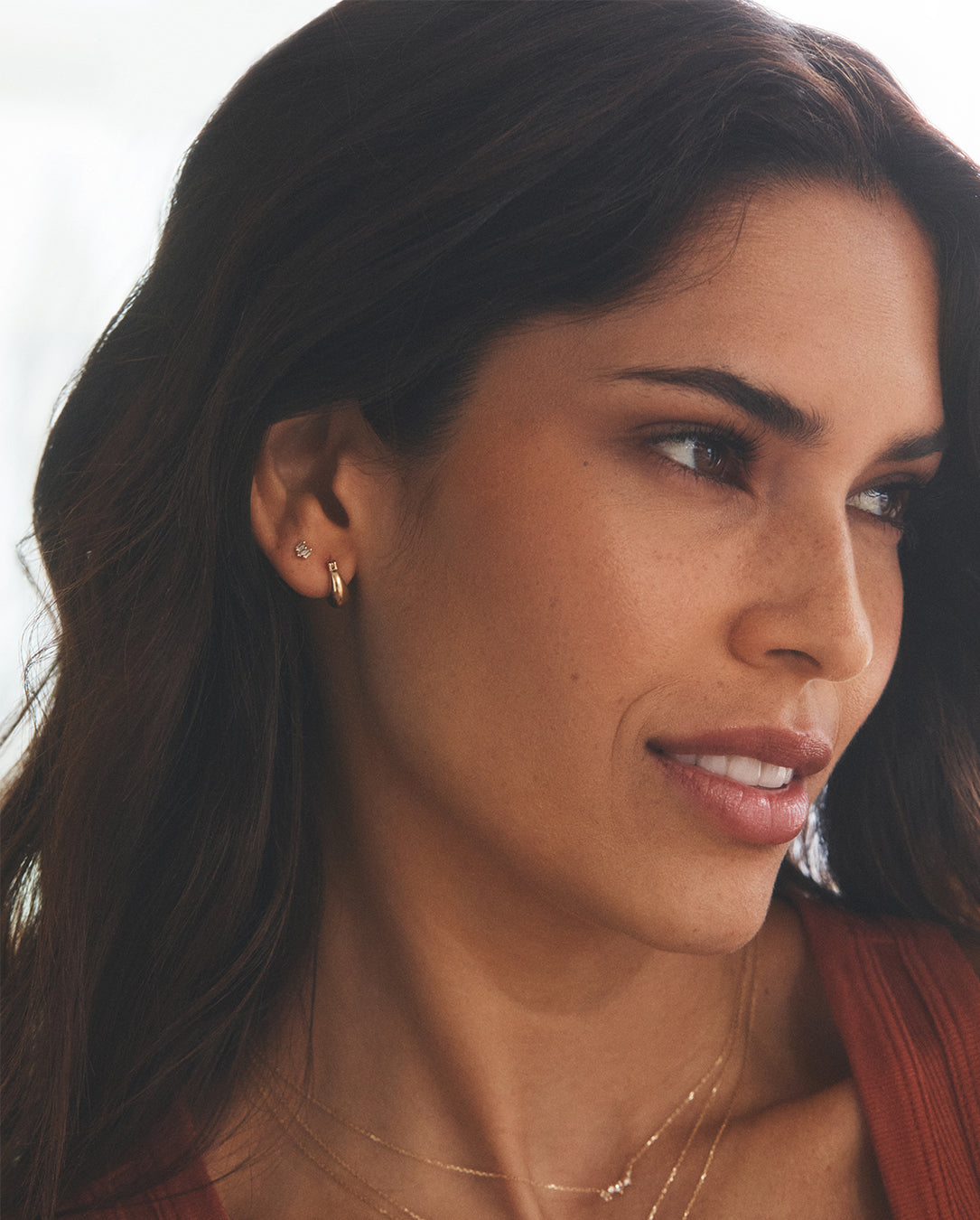Clous d'oreilles simples Amara Trio Saphir Blanc