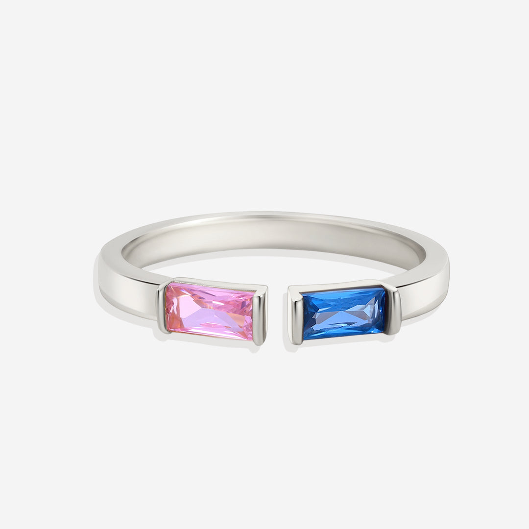 Bague réglable avec double pierre de naissance