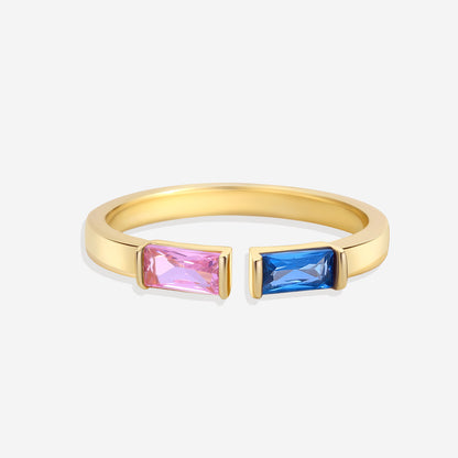 Bague réglable avec double pierre de naissance