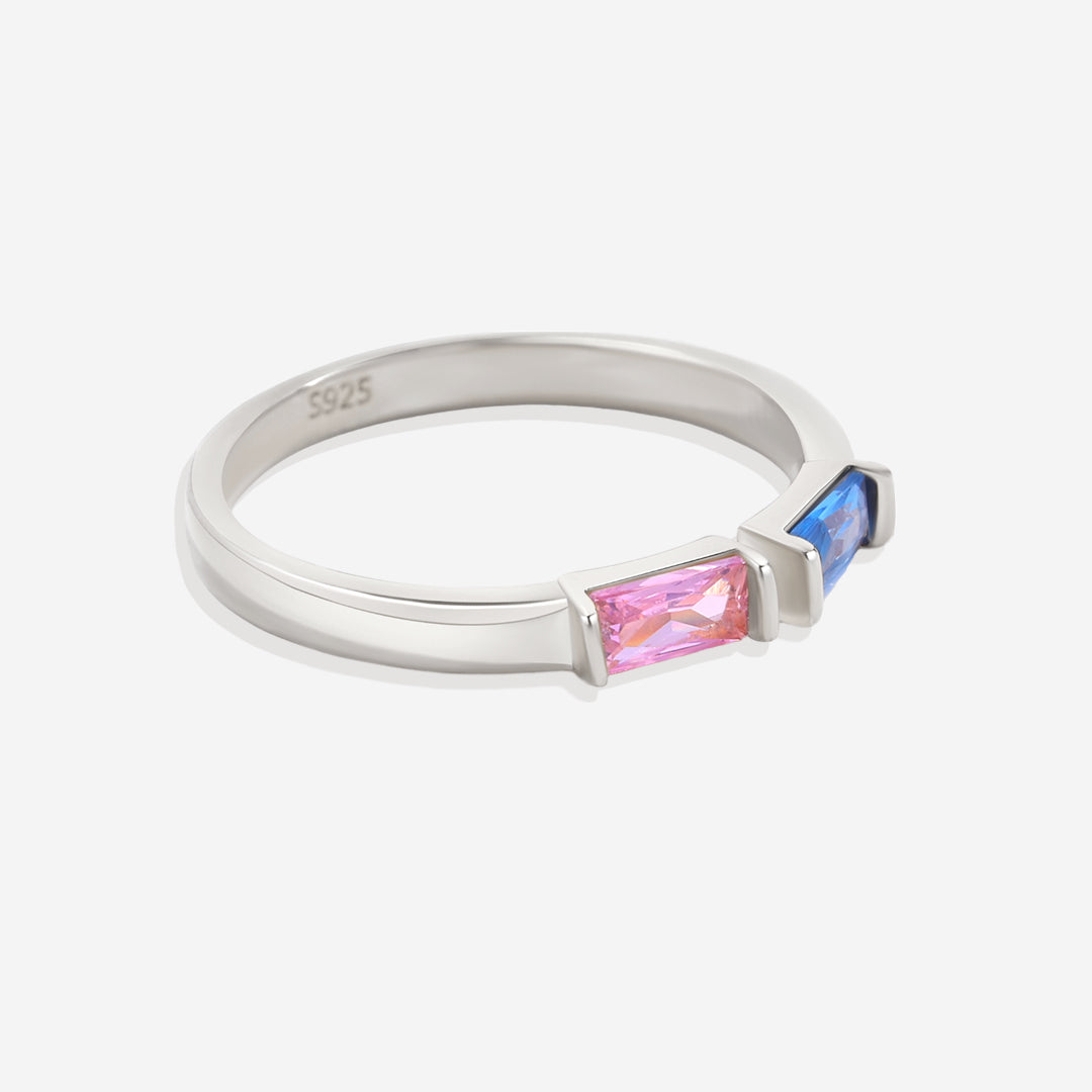 Bague réglable avec double pierre de naissance