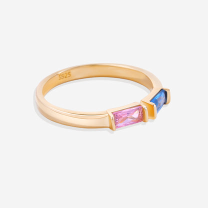 Bague réglable avec double pierre de naissance