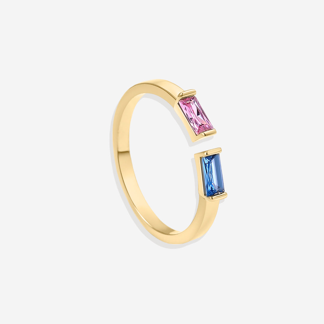 Bague réglable avec double pierre de naissance