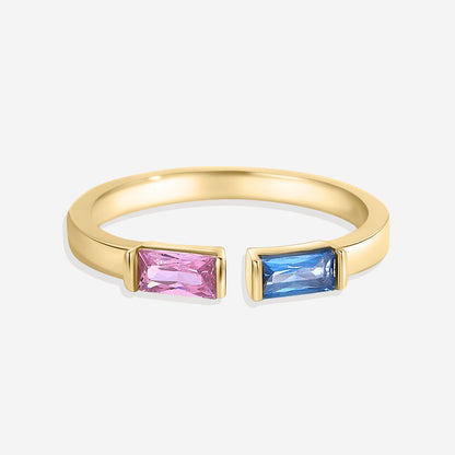 Bague réglable avec double pierre de naissance
