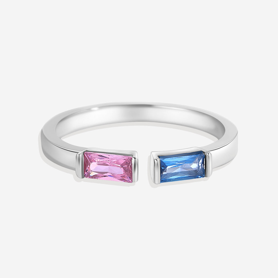 Bague réglable avec double pierre de naissance