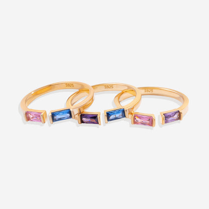 Bague réglable avec double pierre de naissance