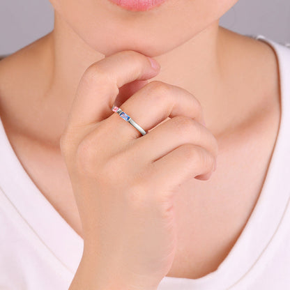 Bague réglable avec double pierre de naissance