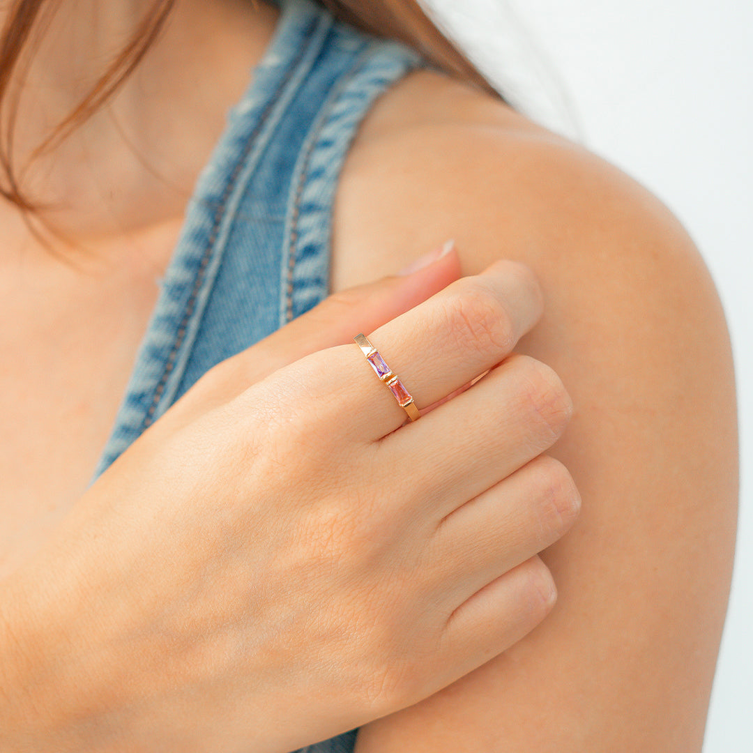 Bague réglable avec double pierre de naissance