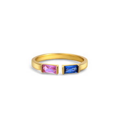 Bague réglable avec double pierre de naissance