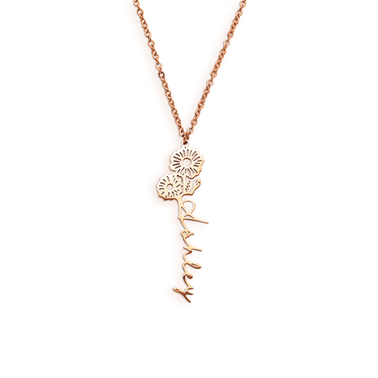 Collier avec nom de fleur de naissance