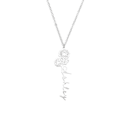 Collier avec nom de fleur de naissance