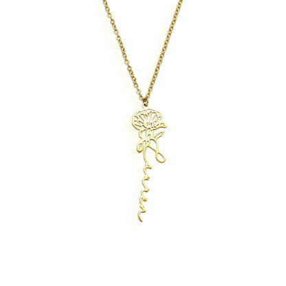 Collier avec nom de fleur de naissance