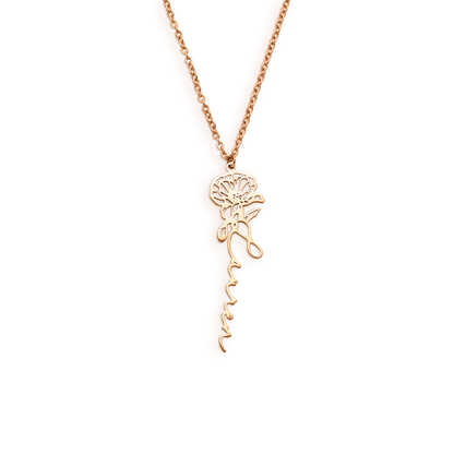 Collier avec nom de fleur de naissance