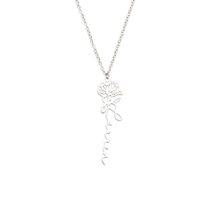 Collier avec nom de fleur de naissance