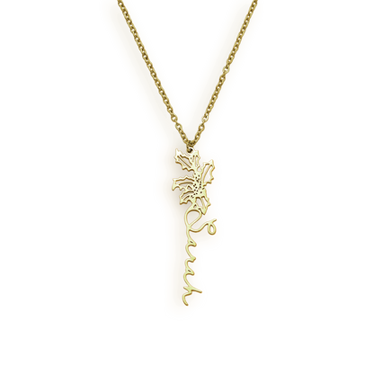 Collier avec nom de fleur de naissance