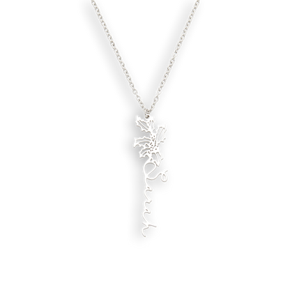 Collier avec nom de fleur de naissance
