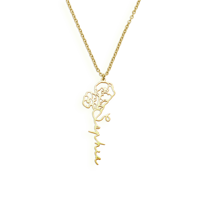 Collier avec nom de fleur de naissance