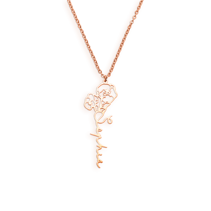 Collier avec nom de fleur de naissance
