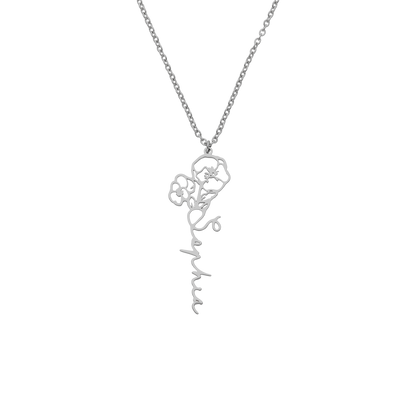 Collier avec nom de fleur de naissance