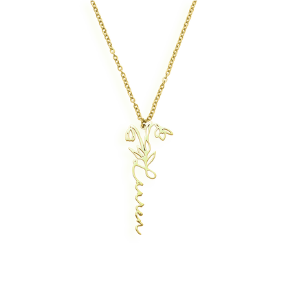 Collier avec nom de fleur de naissance