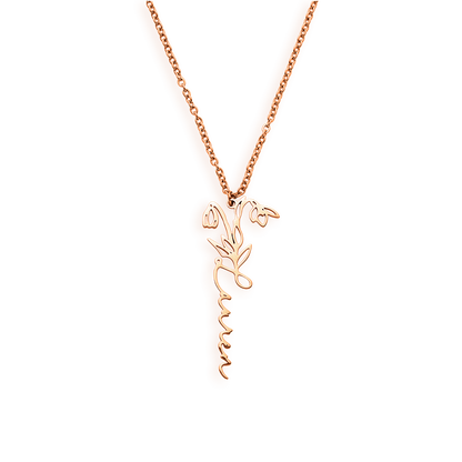 Collier avec nom de fleur de naissance