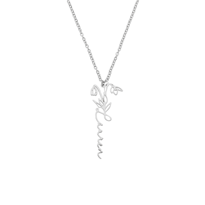 Collier avec nom de fleur de naissance