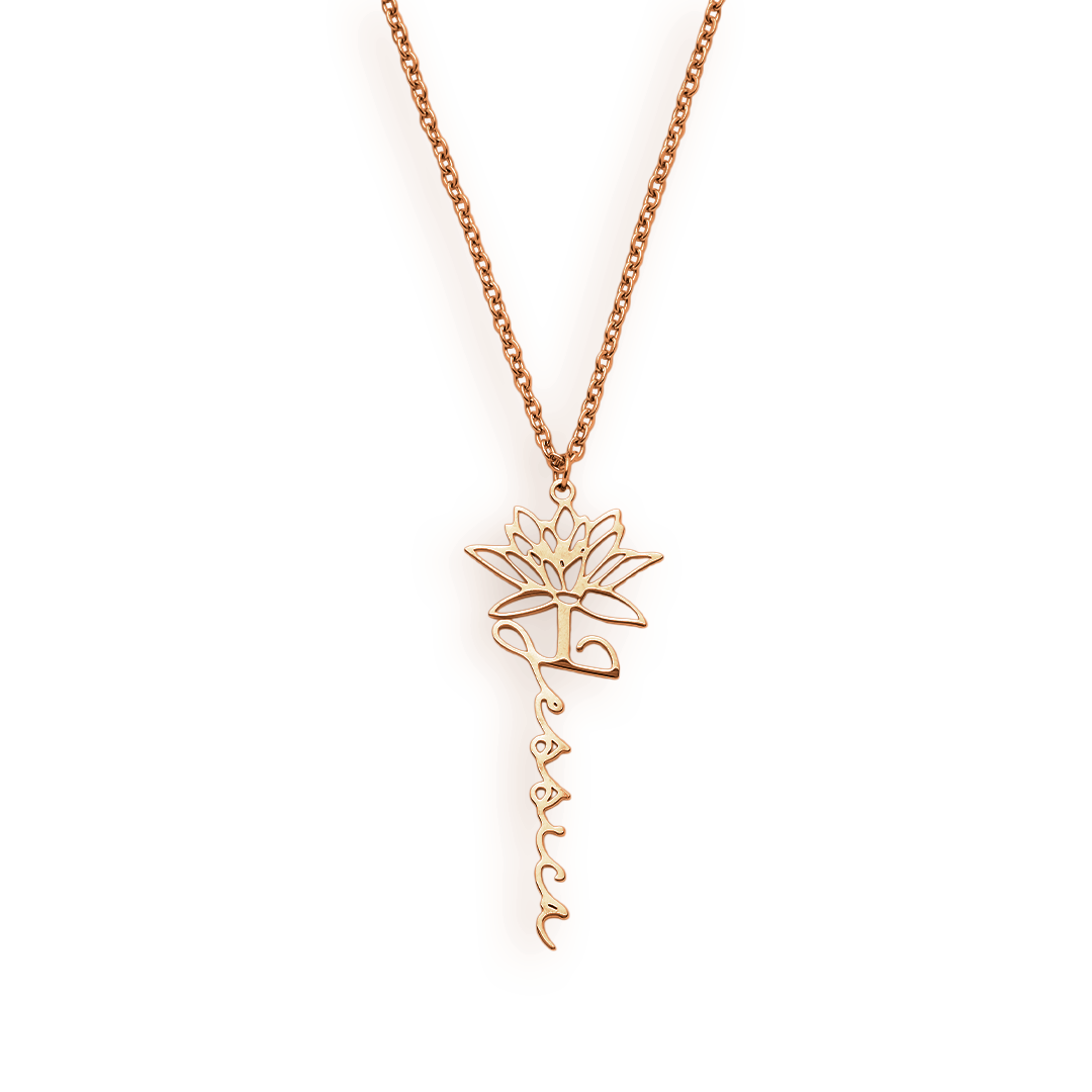 Collier avec nom de fleur de naissance