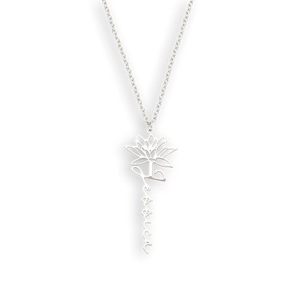 Collier avec nom de fleur de naissance
