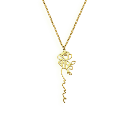 Collier avec nom de fleur de naissance