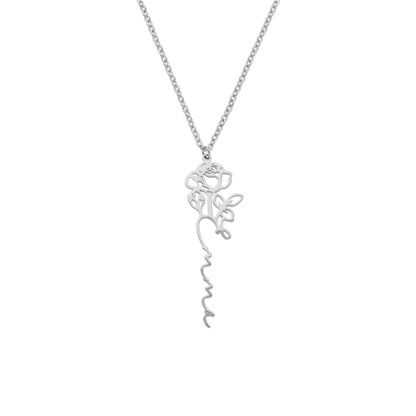 Collier avec nom de fleur de naissance