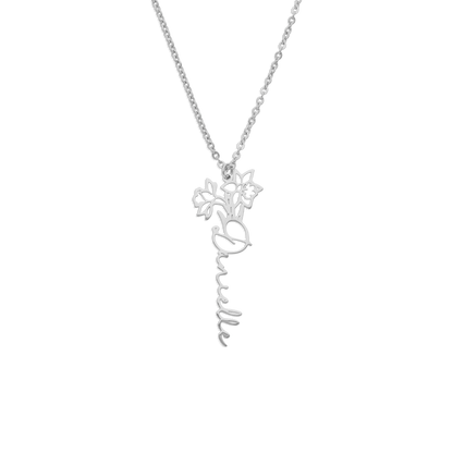 Collier avec nom de fleur de naissance
