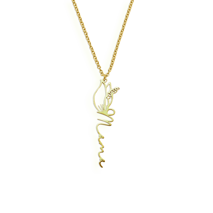 Collier avec nom de fleur de naissance