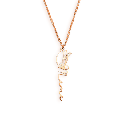 Collier avec nom de fleur de naissance