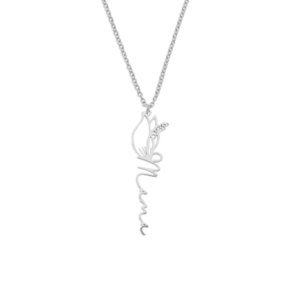 Collier avec nom de fleur de naissance