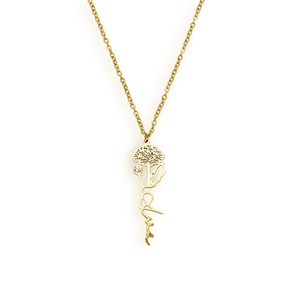 Collier avec nom de fleur de naissance